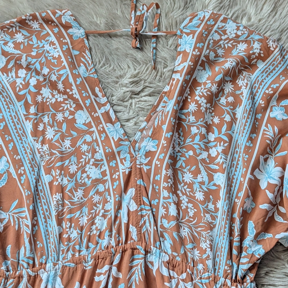 EUC Baltic Born Adria Mini Dress in Camel and Blue - Picture 16 of 16